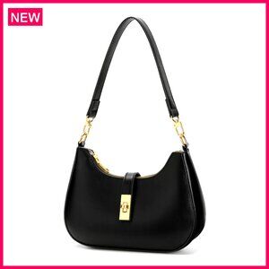 Vegan Leather Hobo Shoulder Bag with Chain Strap, 10x7 Inches, Multi-Functional